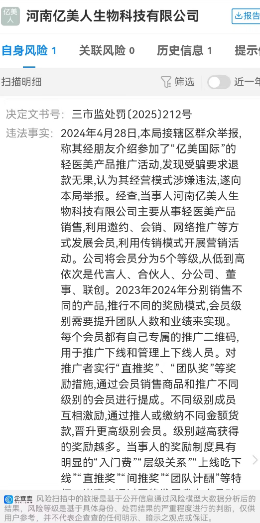 河南“亿美国际”因传销罚被查